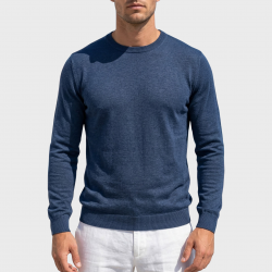 Pullover girocollo extrafine lino e cotone