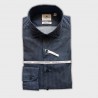 Camicia blu micro disegno slim fit - collo francese