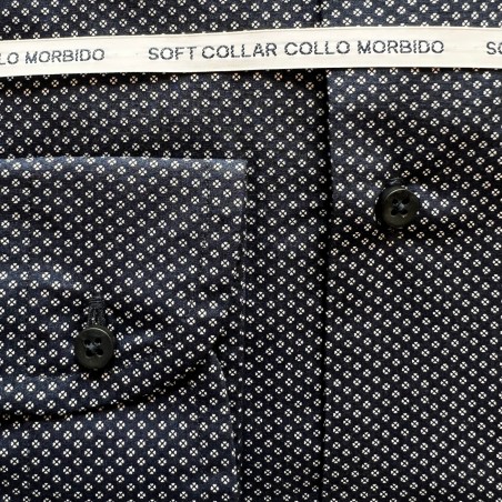 Camicia blu micro disegno slim fit - collo francese