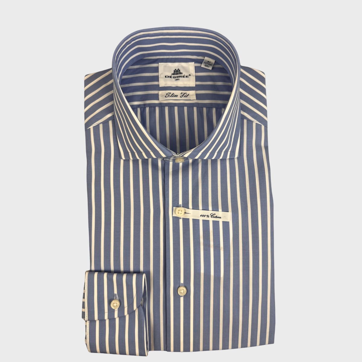 Camicia righe collo francese - slim fit