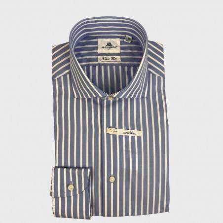 Camicia righe collo francese - slim fit