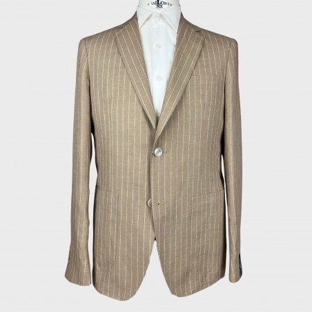 Abito monopetto gessato in puro lino - slim fit