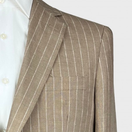 Abito monopetto gessato in puro lino - slim fit