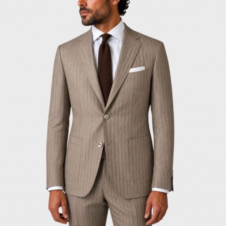 Abito monopetto gessato in puro lino - slim fit