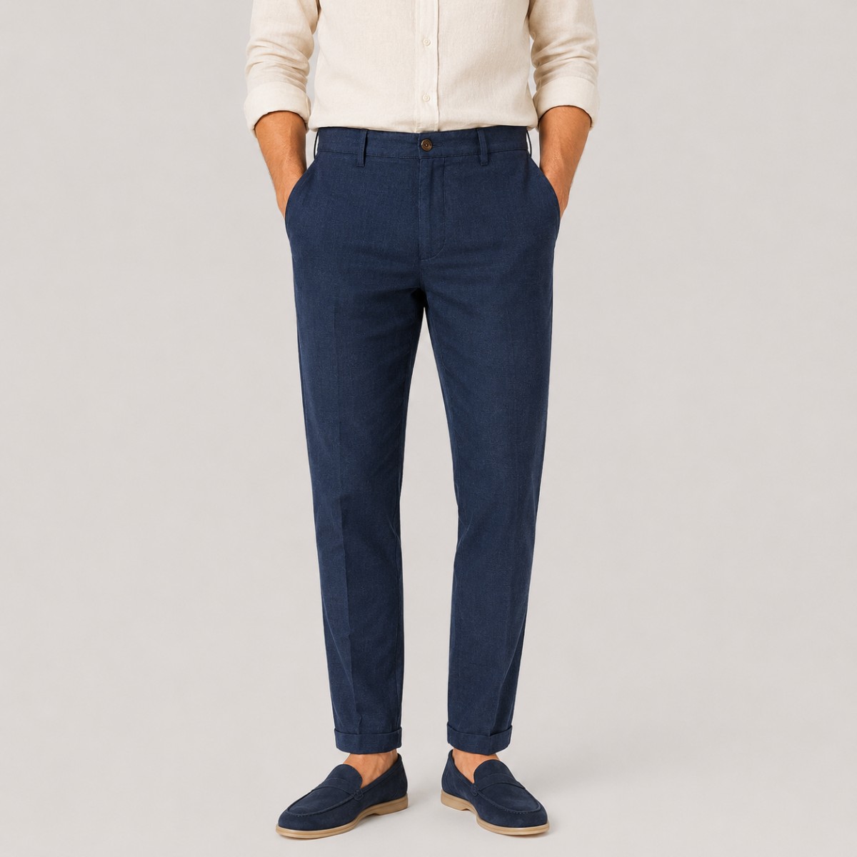 Pantalone microfantasia tasca america - Made in Italy